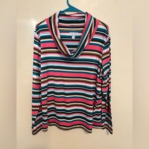 Sport Savvy Striped Cowl Neck Top – Size Large